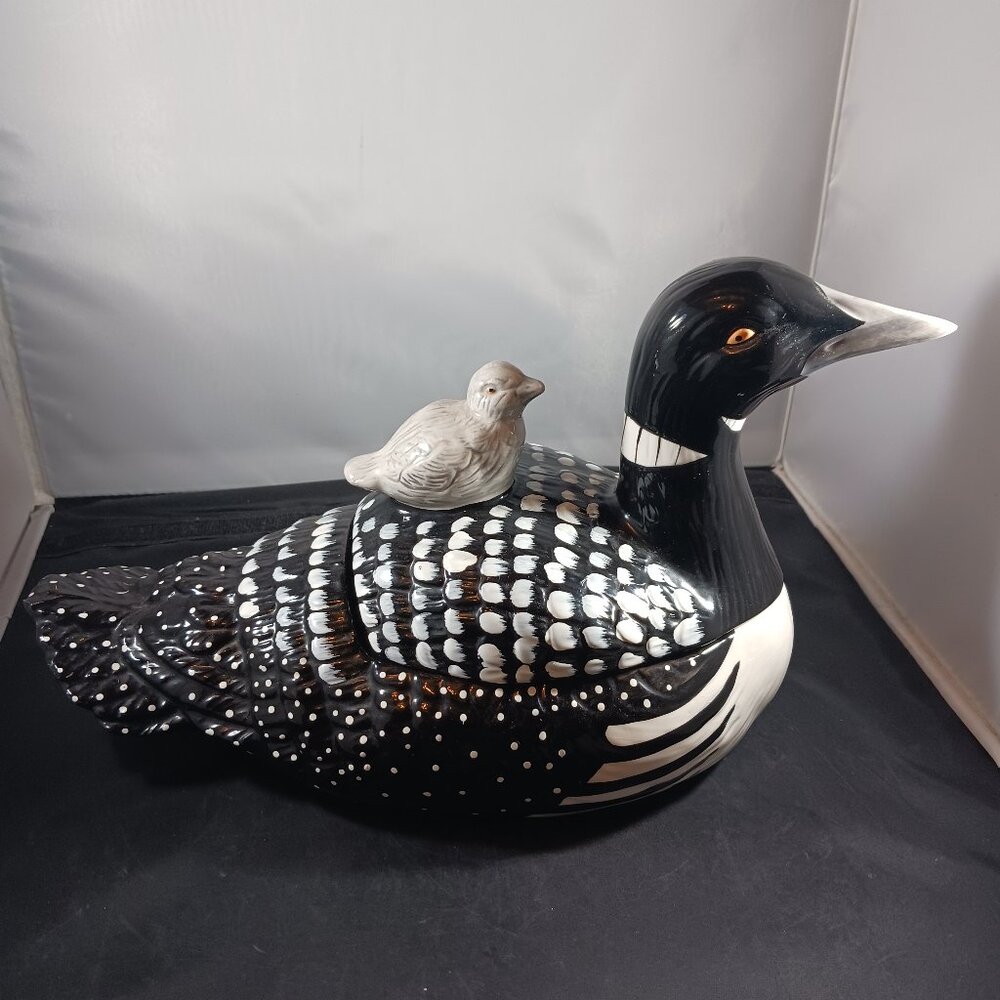 Vintage 80's Goose Cookie Jar Ceramic with Lid